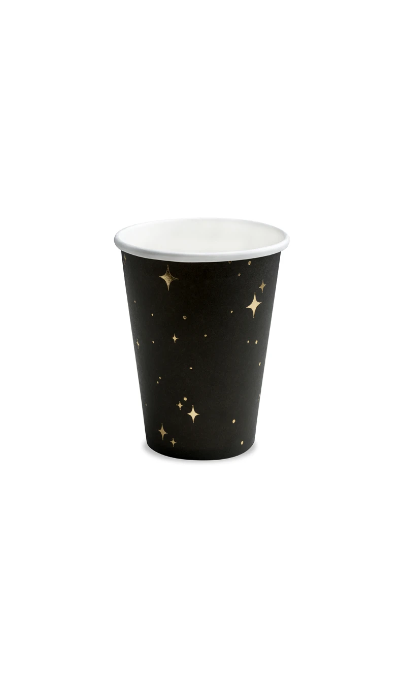 Black & Gold Cups, 260ml (1pkt / 6pc)