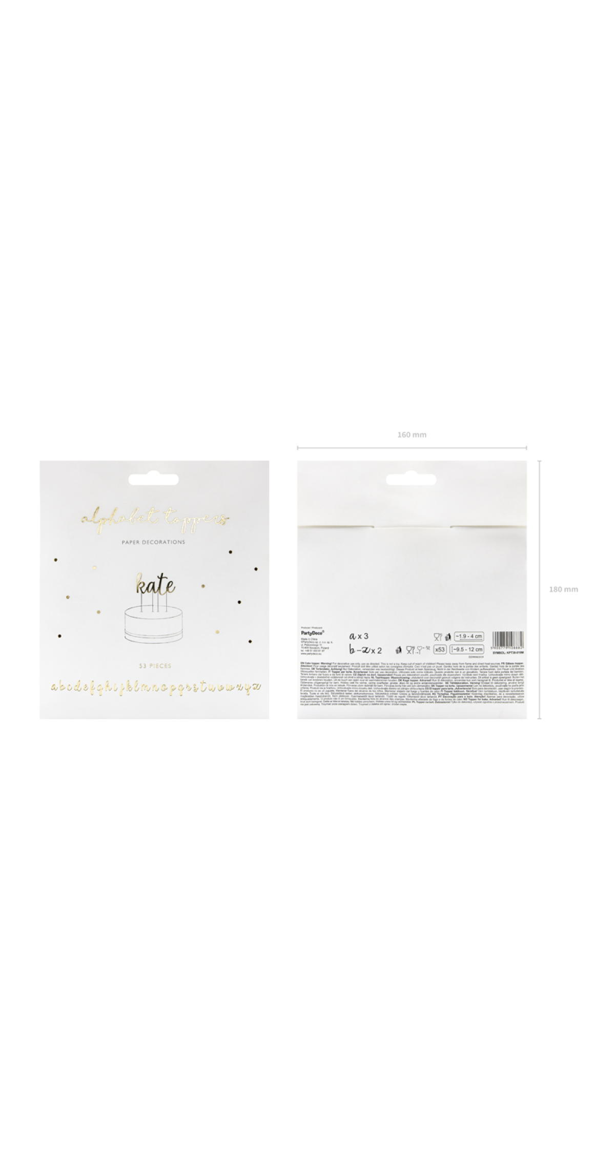 Cake Toppers Alphabet, Gold, 9.5-12cm (1pkt / 53pc) - Image 6