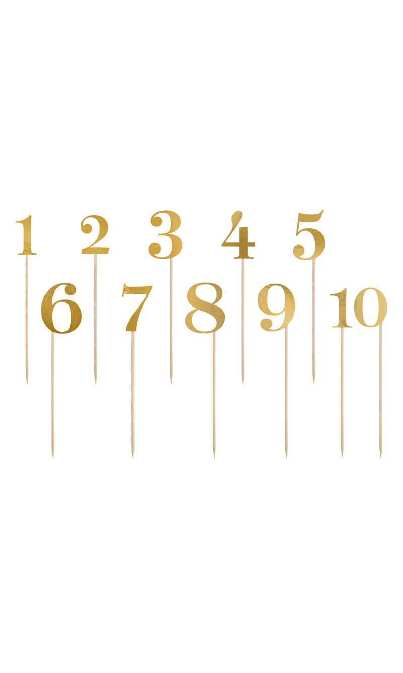 Cake Topper Numbers, Gold, 25.5-26.5cm (1pkt / 11pc)