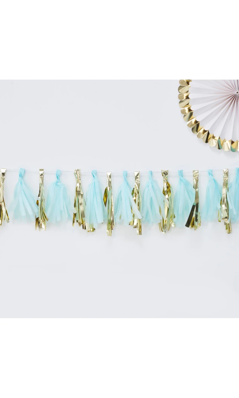 Blue and Gold Tassel Garland - 2m