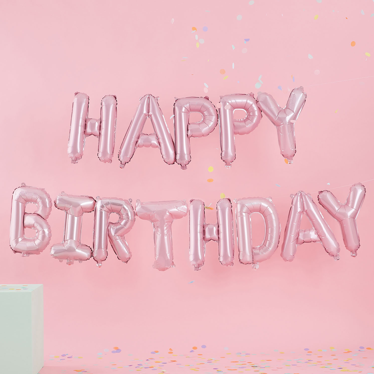 Matte Pink Happy Birthday Bunting 16" Foil Balloons - 13pk