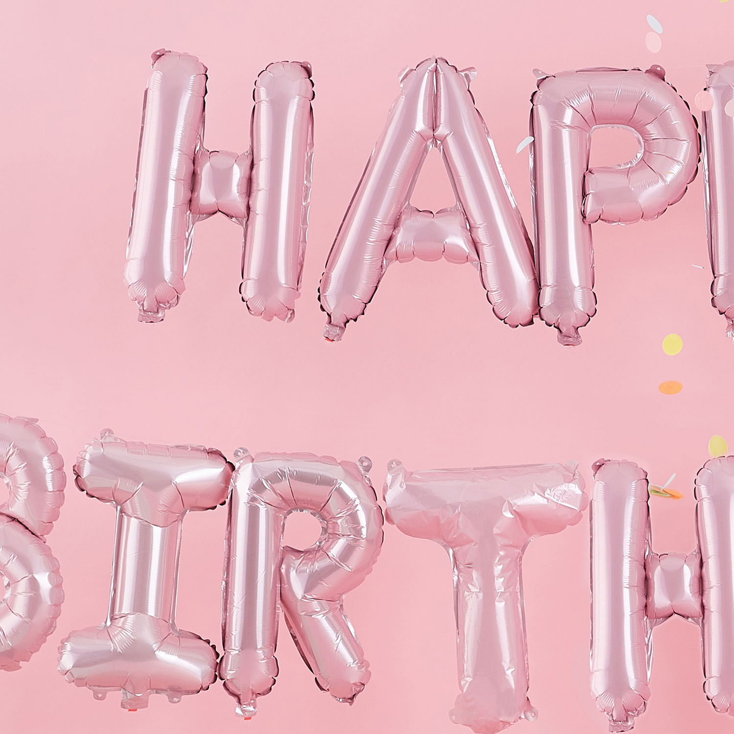 Matte Pink Happy Birthday Bunting 16" Foil Balloons - 13pk