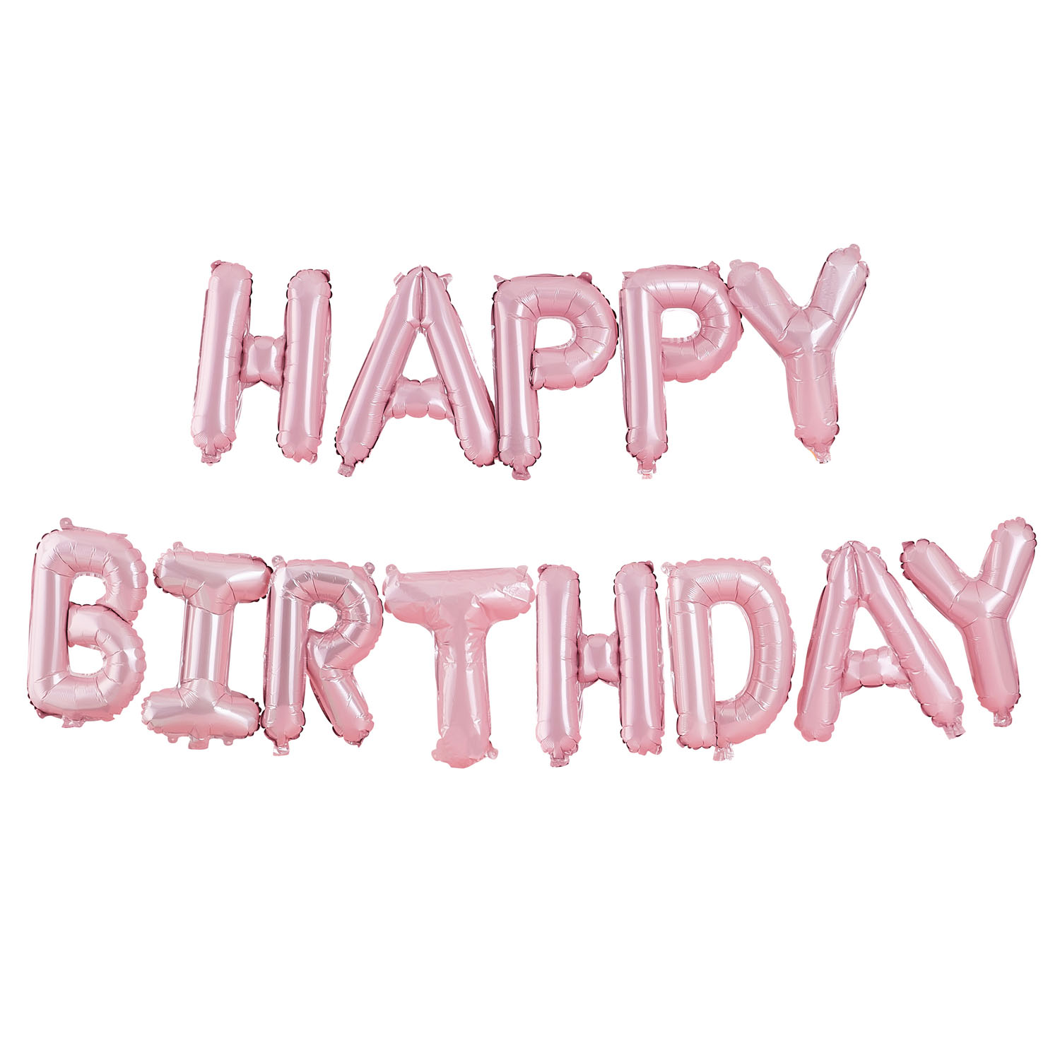 Matte Pink Happy Birthday Bunting 16" Foil Balloons - 13pk