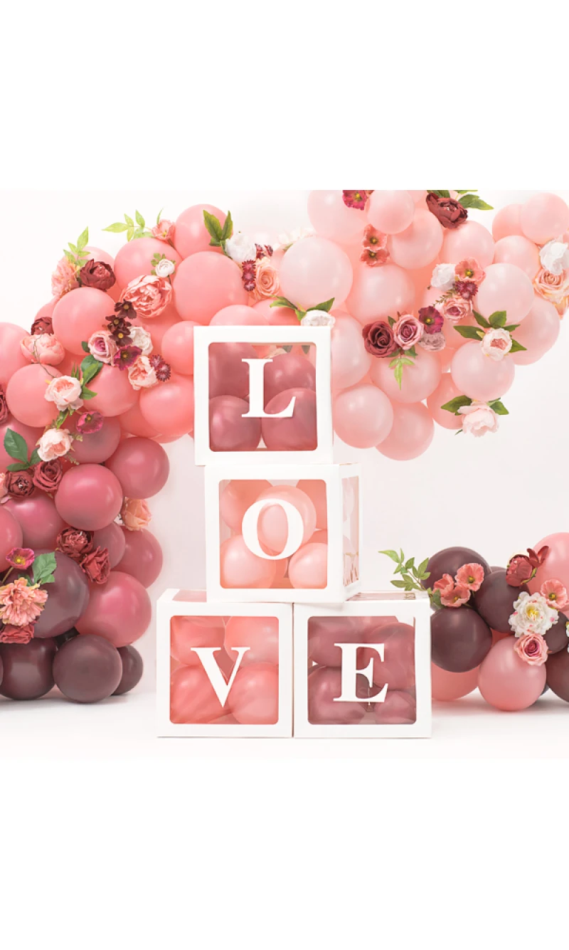 Balloon Boxes Love 30x30cm White (1pkt / 4pc)
