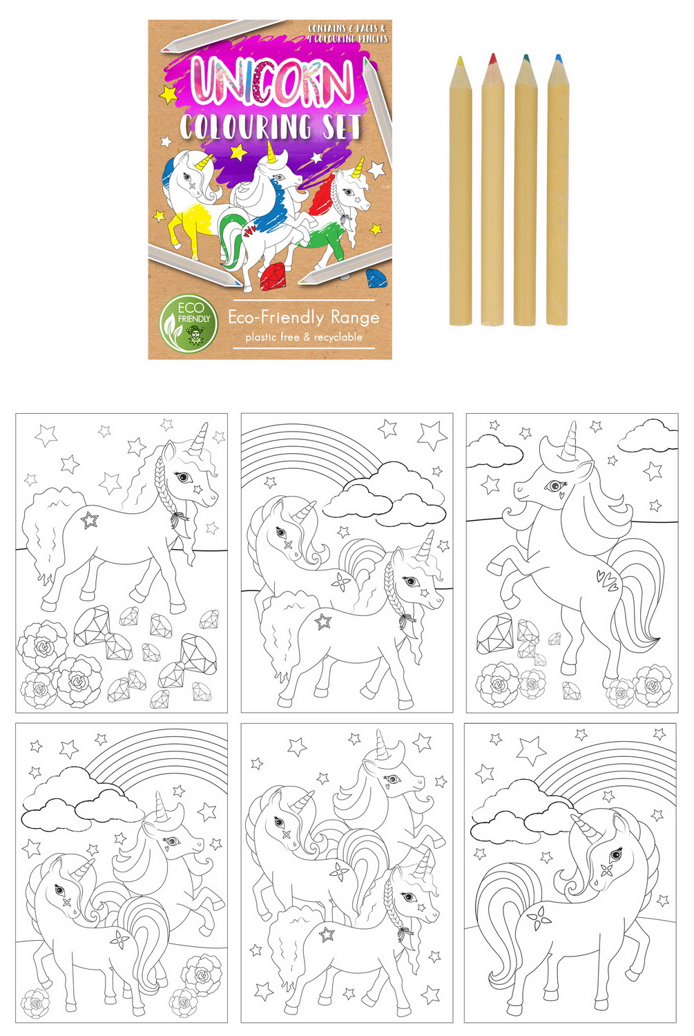 Mini Party Favor Colouring Set Unicorn (14cm x 10cm)