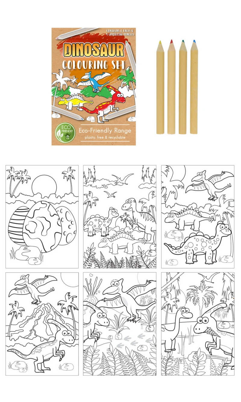 Mini Party Favor Colouring Set Dinosaurs (14cm x 10cm)
