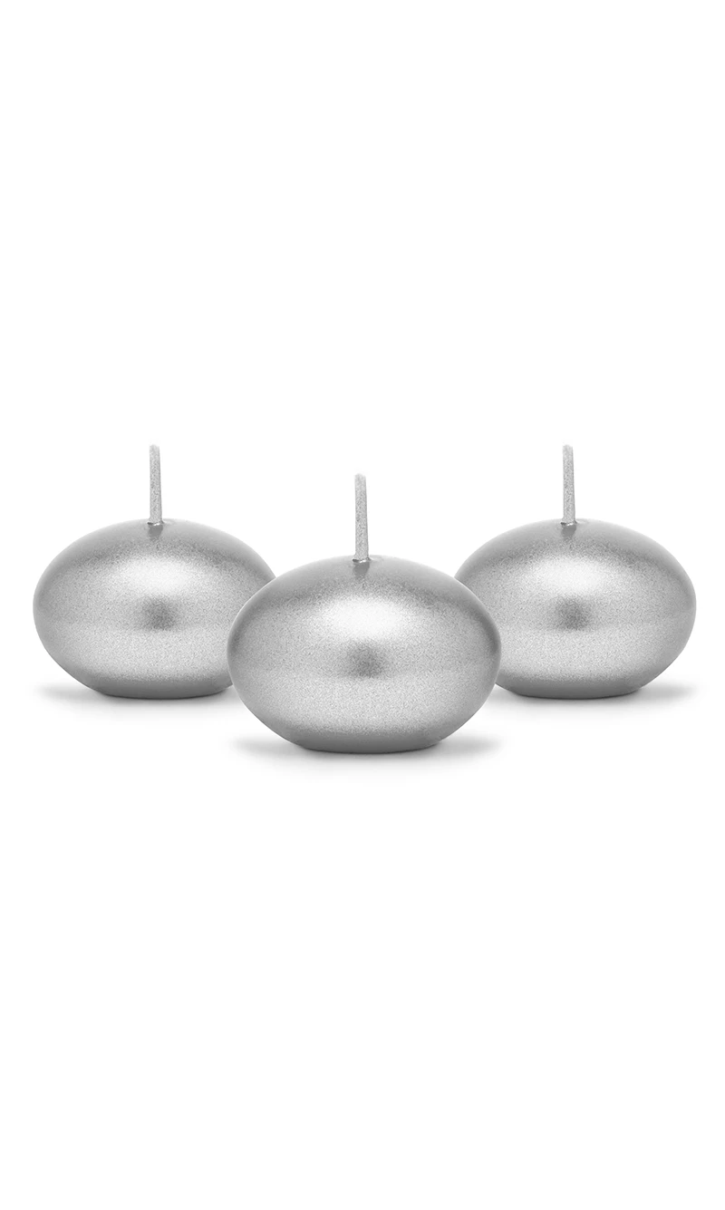 Floating Candle Disc Metallic Silver 4cm - 1pc