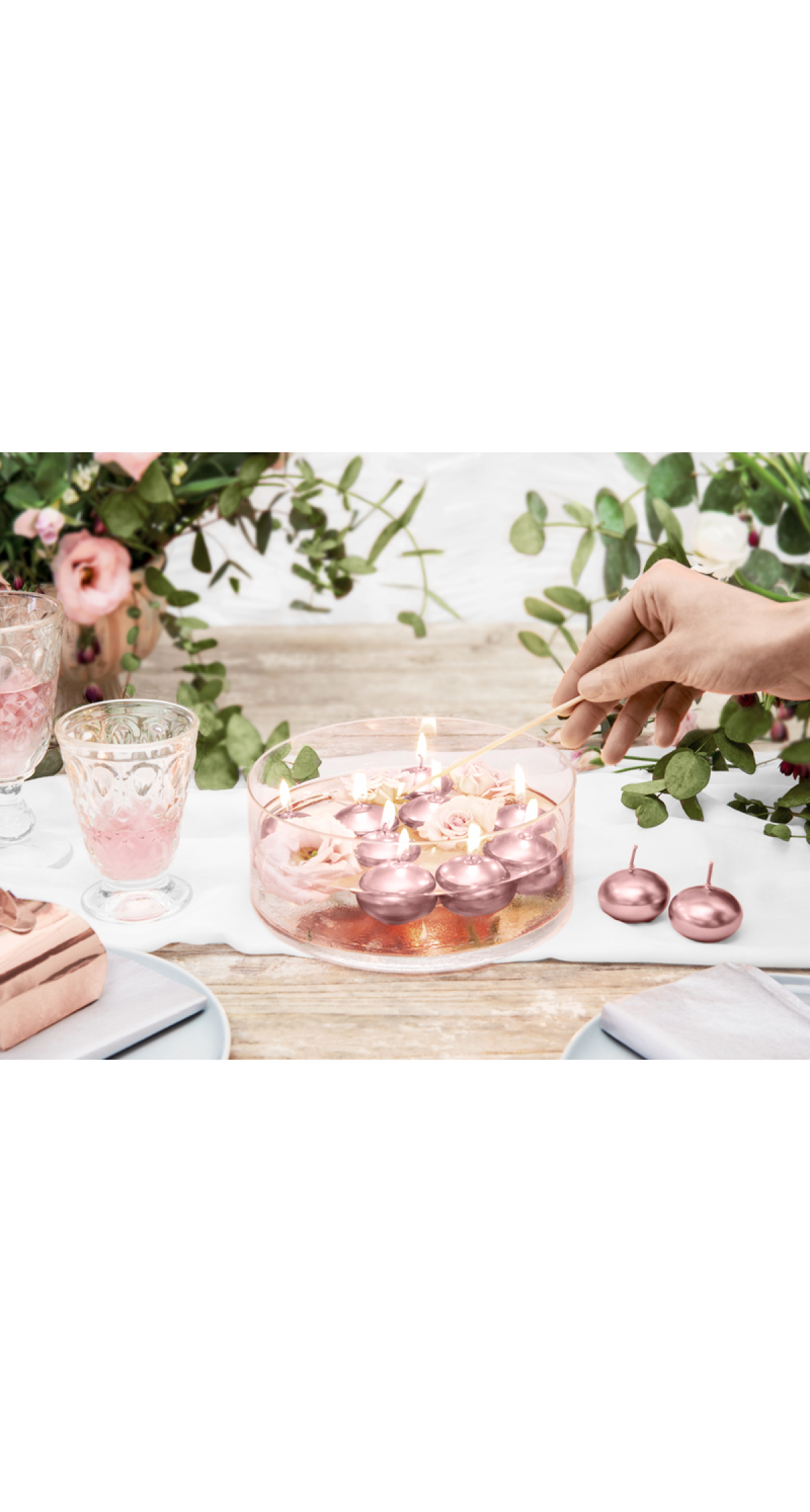 Floating Candle Disc Metallic Rose Gold 4cm - 1pc - Image 3