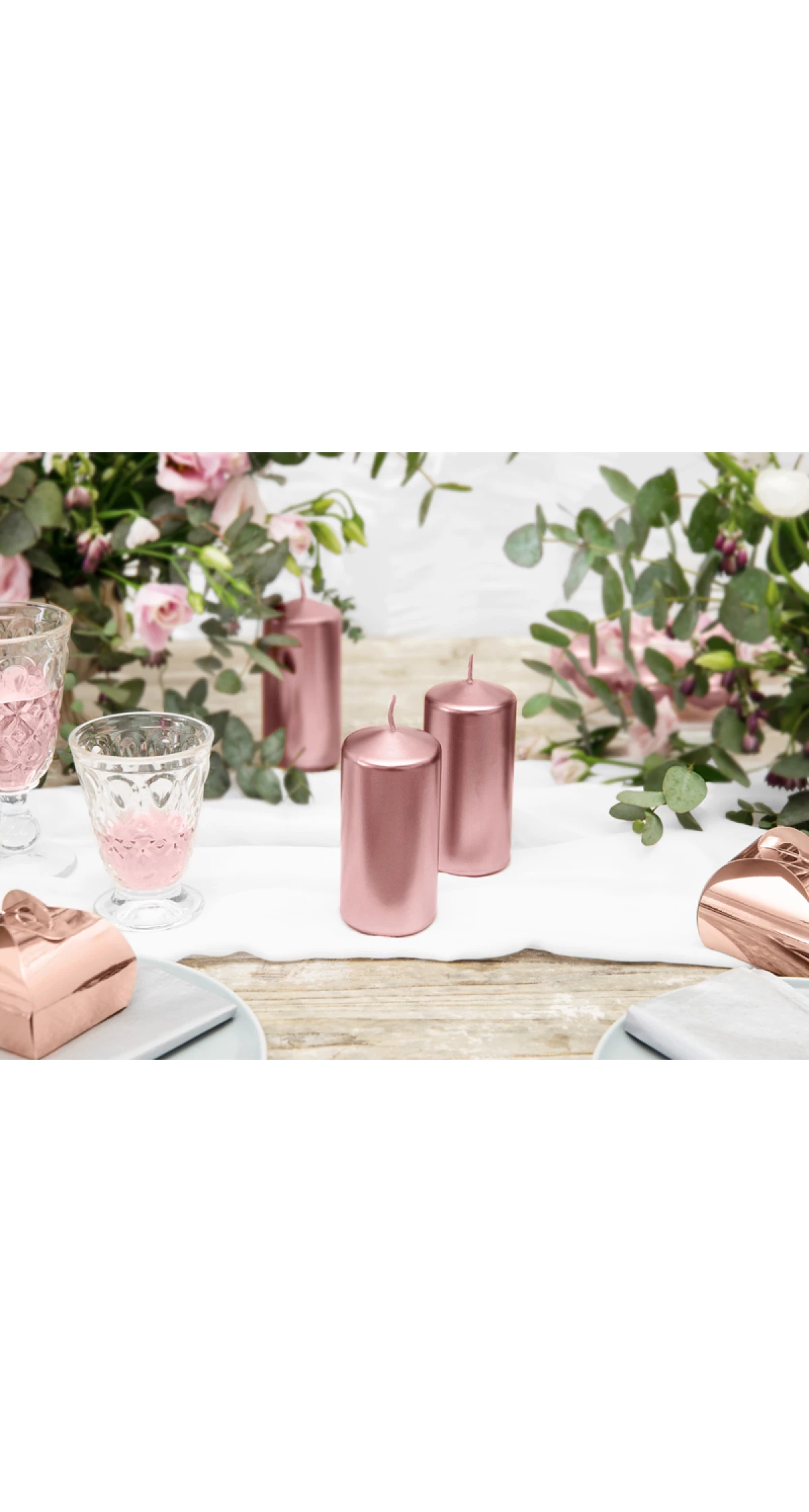 Pillar Candle Metallic Rose Gold 12x6cm - 1pc