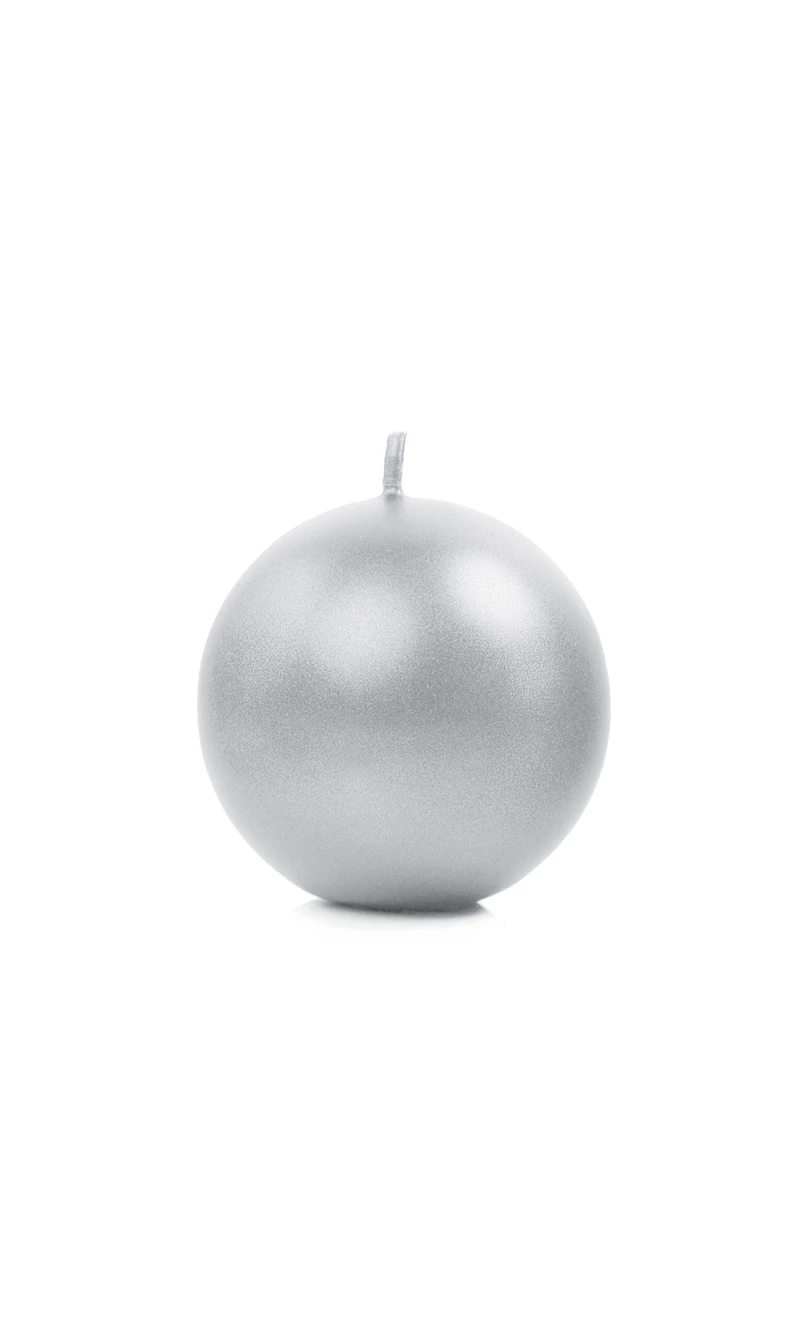 Candle Sphere Metallic Silver 6cm - 1pc