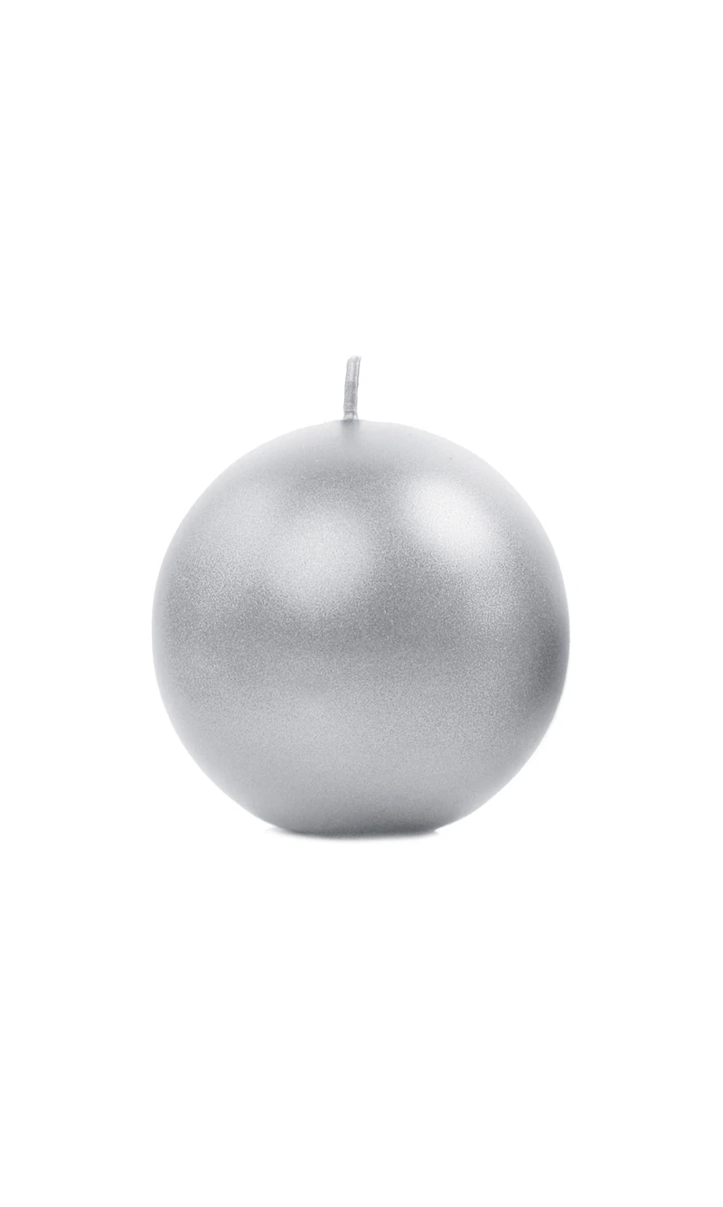 Candle Sphere Metallic Silver 8cm - 1pc