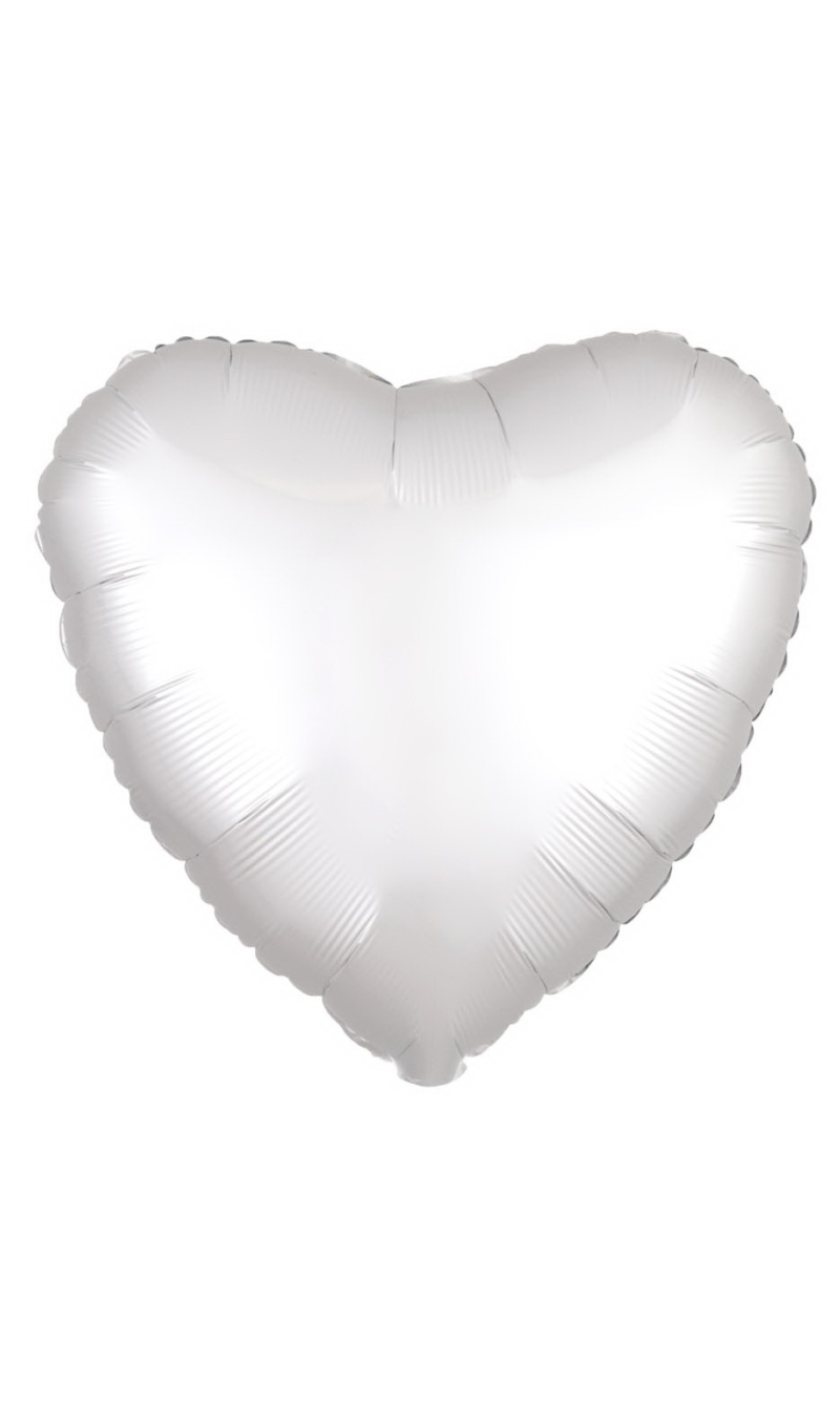 Solid Chrome Heart Foil Balloon 18 Inch - White