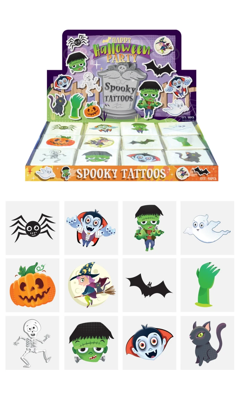 Mini Party Favor Halloween Tattoos 4cm (Assorted Designs) – 12pcs