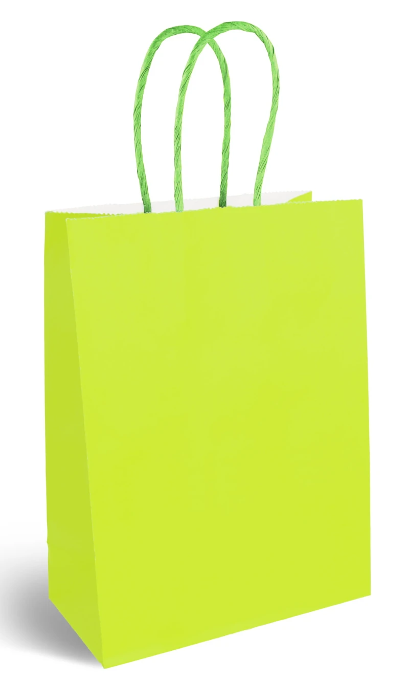 Party Paper Bag With Handles (120GSM) Lime Green – 16x22x8cm