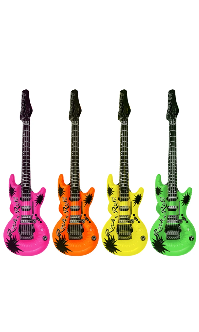 Inflatable Guitar (Assorted Neon Colours) 106cm - 1pc