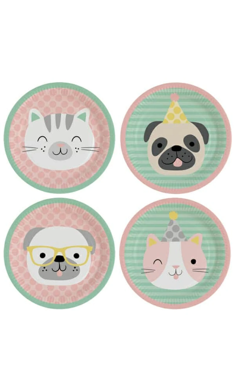 Hello Pets Round Paper Plates 23cm - 8pk
