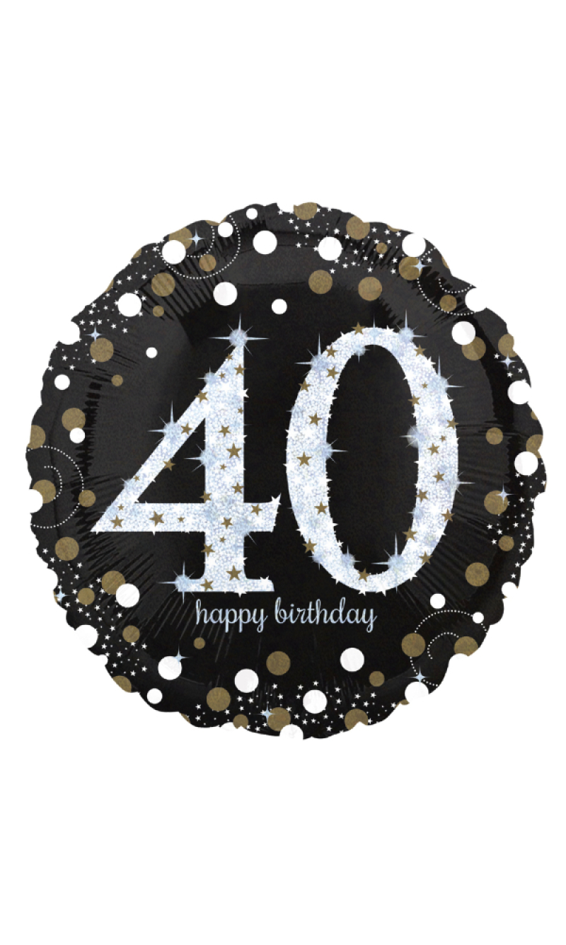Holographic Sparkling Birthday Foil Balloon 43cm - No 40