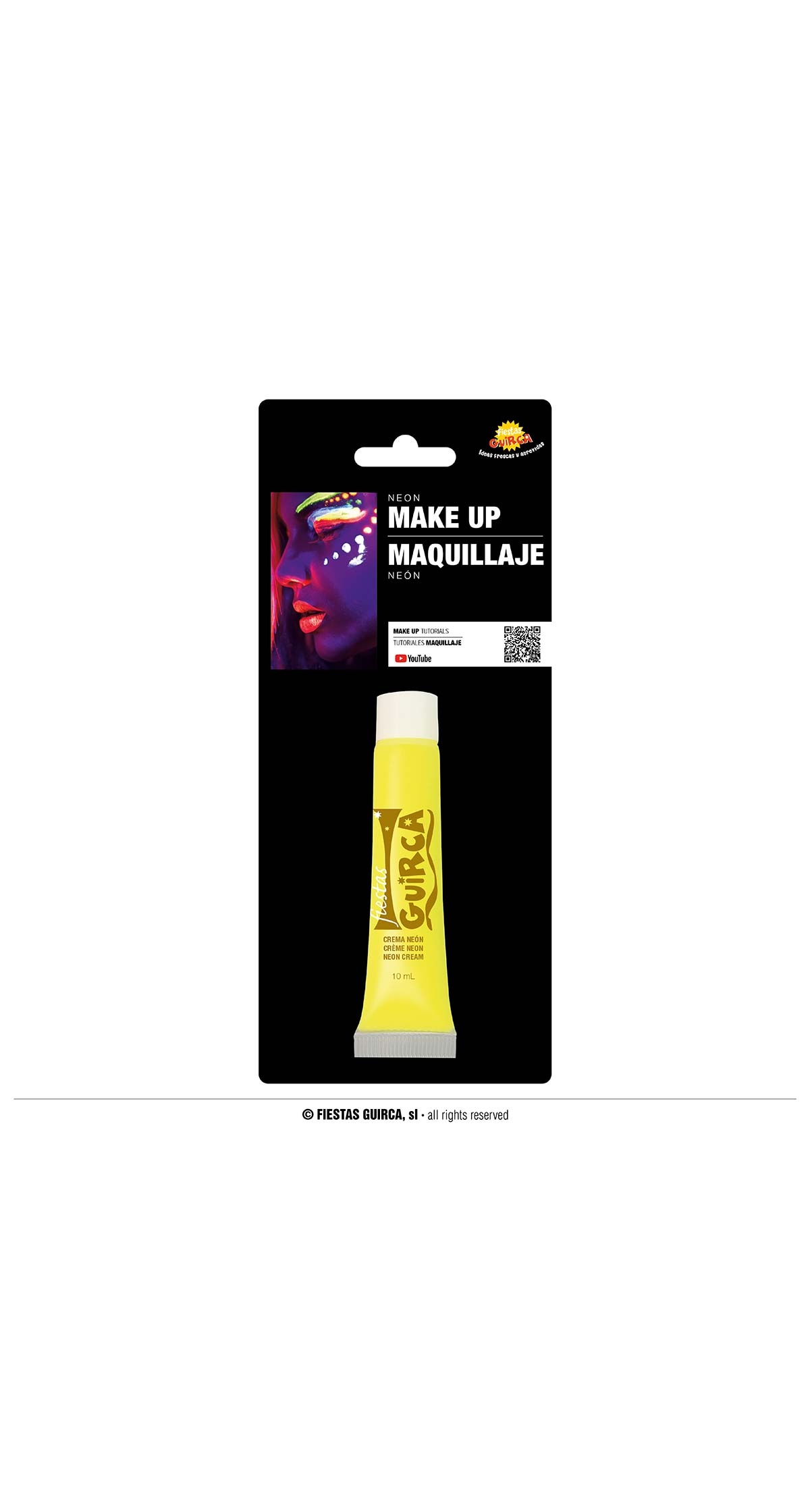 Neon UV Cream Face & Body Paint Tube 10ml - Yellow - Image 5