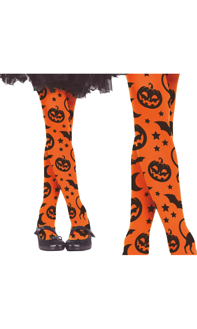 Halloween Orange Pumpkin Tights - Age 3 to 6 Years