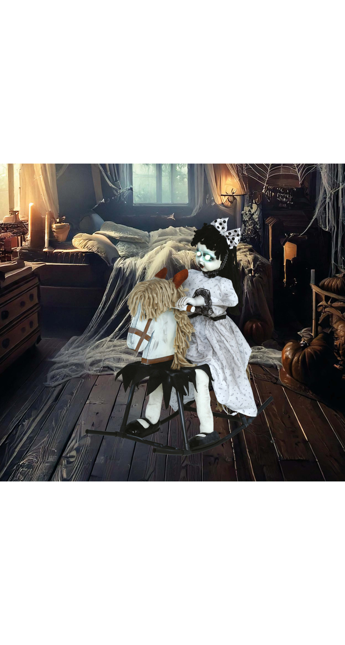 Halloween Rocking Horse Doll With Light Sound & Movement 70cm