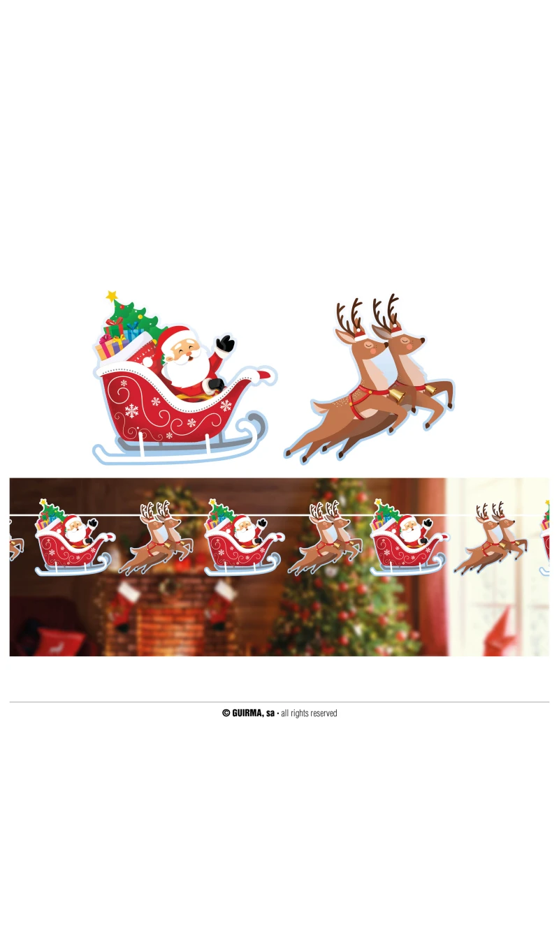 Christmas Santa Sleigh Garland Banner 300cm (16x16cm)
