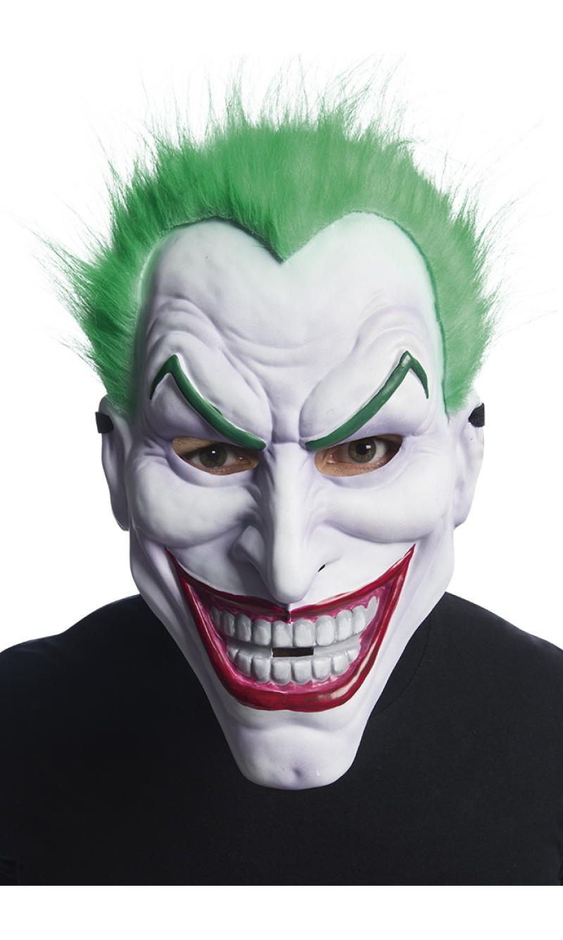 Joker PVC Mask With Hair - Adult One Size