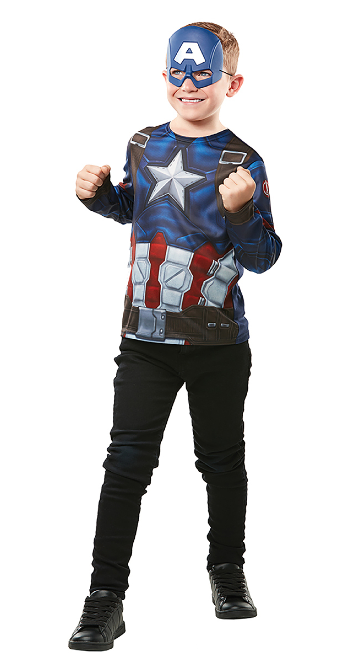 Official Licensed Captain America Top & Mask Costume - Age (3+) 5 to 8 Years 