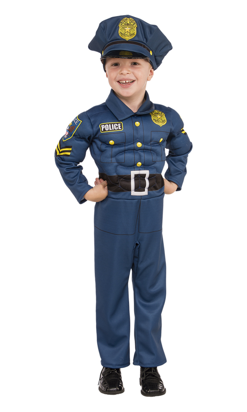 Super Muscle Chest Police Boy  Costume - Age 3 to 4 Years 