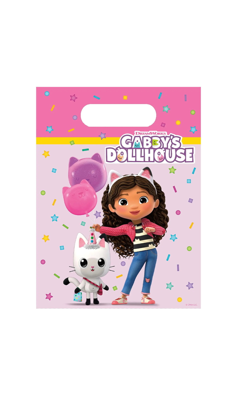 Gabby's Dollhouse Plastic Party Bags - 6pk