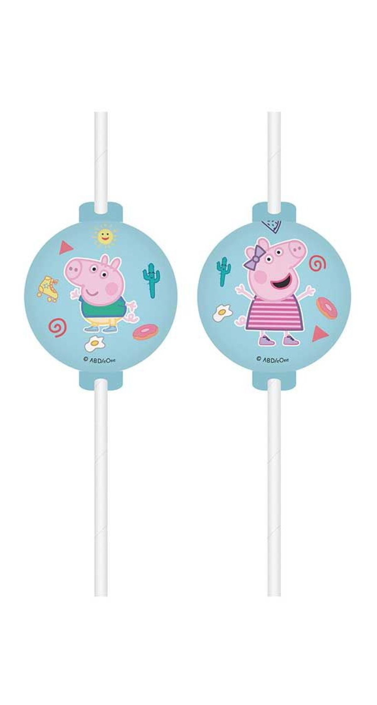 Peppa Pig Messy Play Medallion Paper Drinking Straws - 4pk