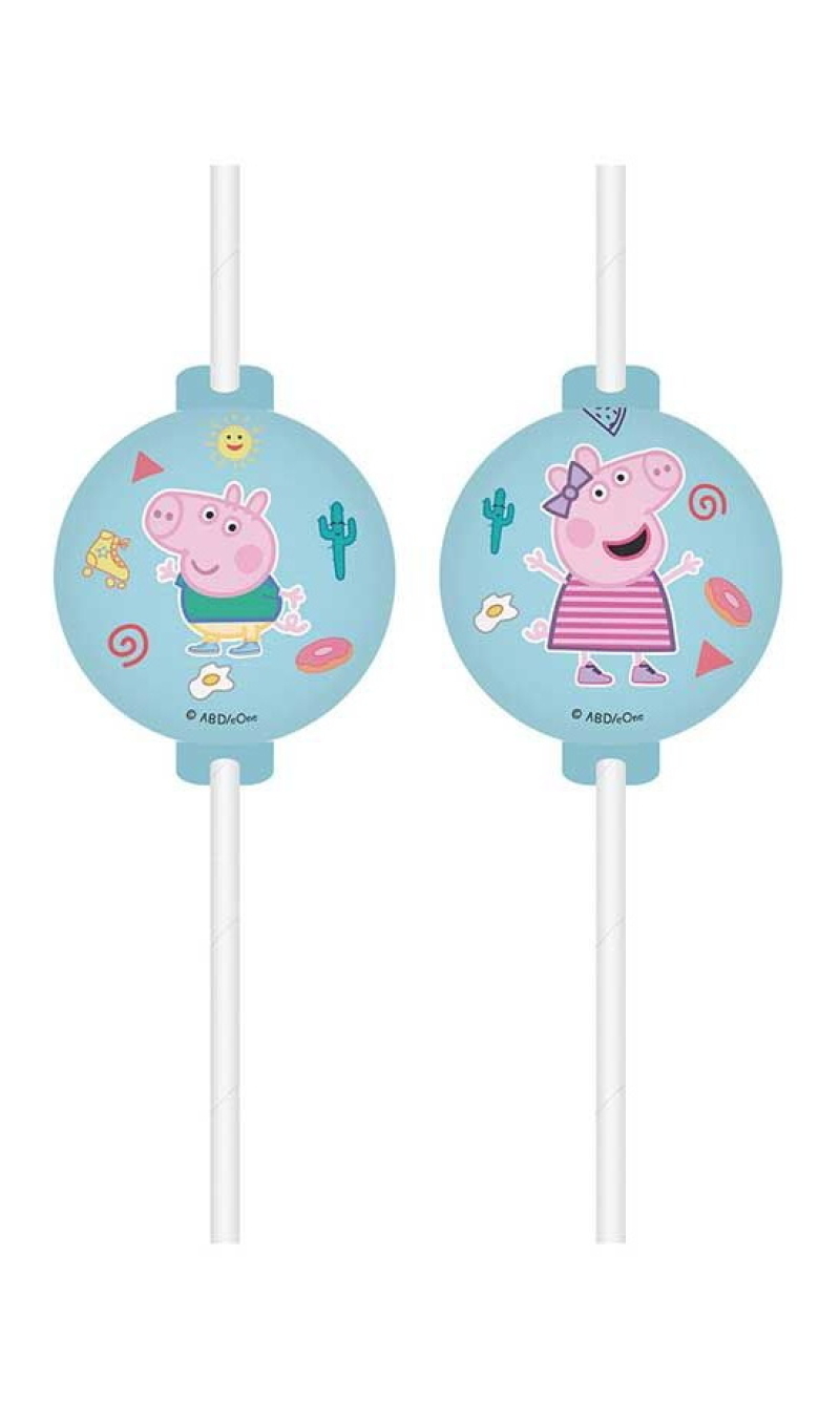 Peppa Pig Messy Play Medallion Paper Drinking Straws - 4pk