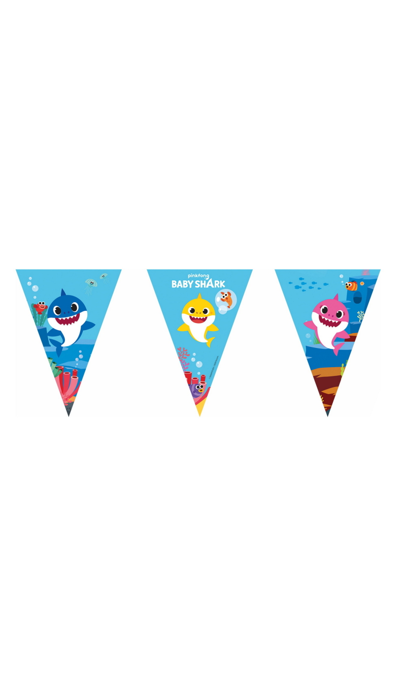 Baby Shark Paper Triangle Flag Banner (9 Flags)  2.3m - 1pc