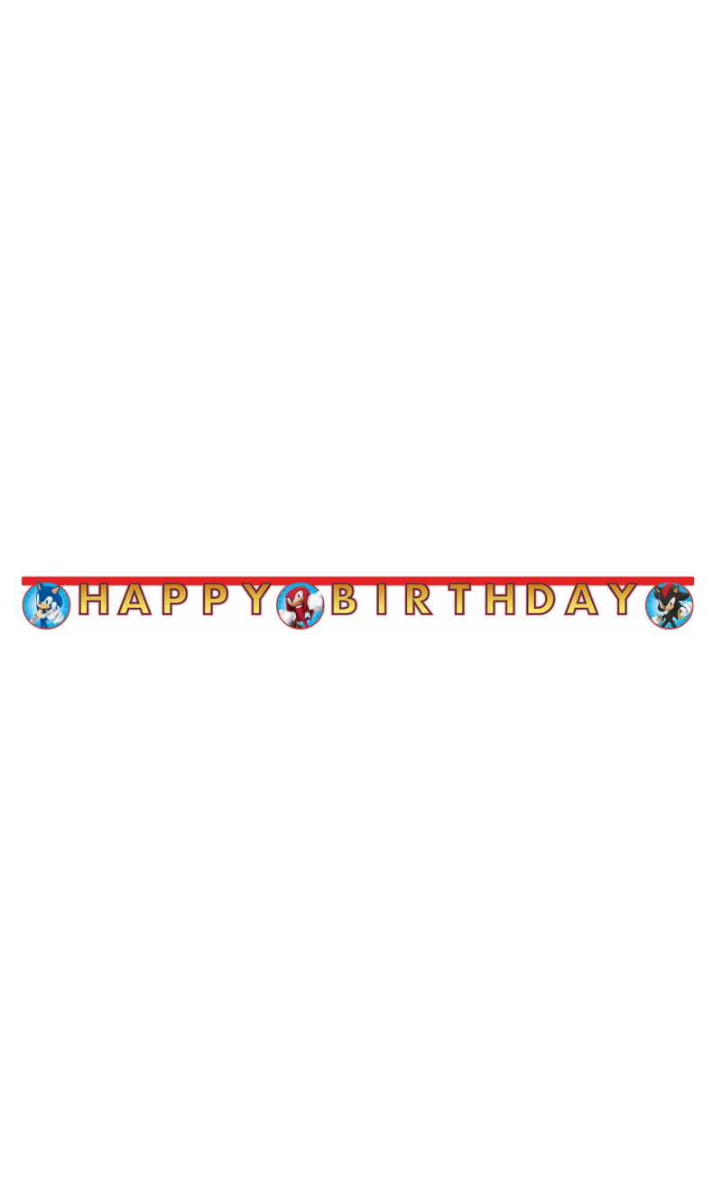 Sonic Party FSC Die-cut Happy Birthday Banner - 1pk