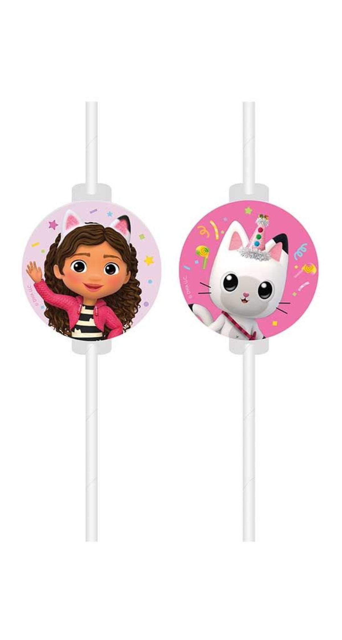 Gabby's Dollhouse Medallion Paper Drinking Straws - 4pk