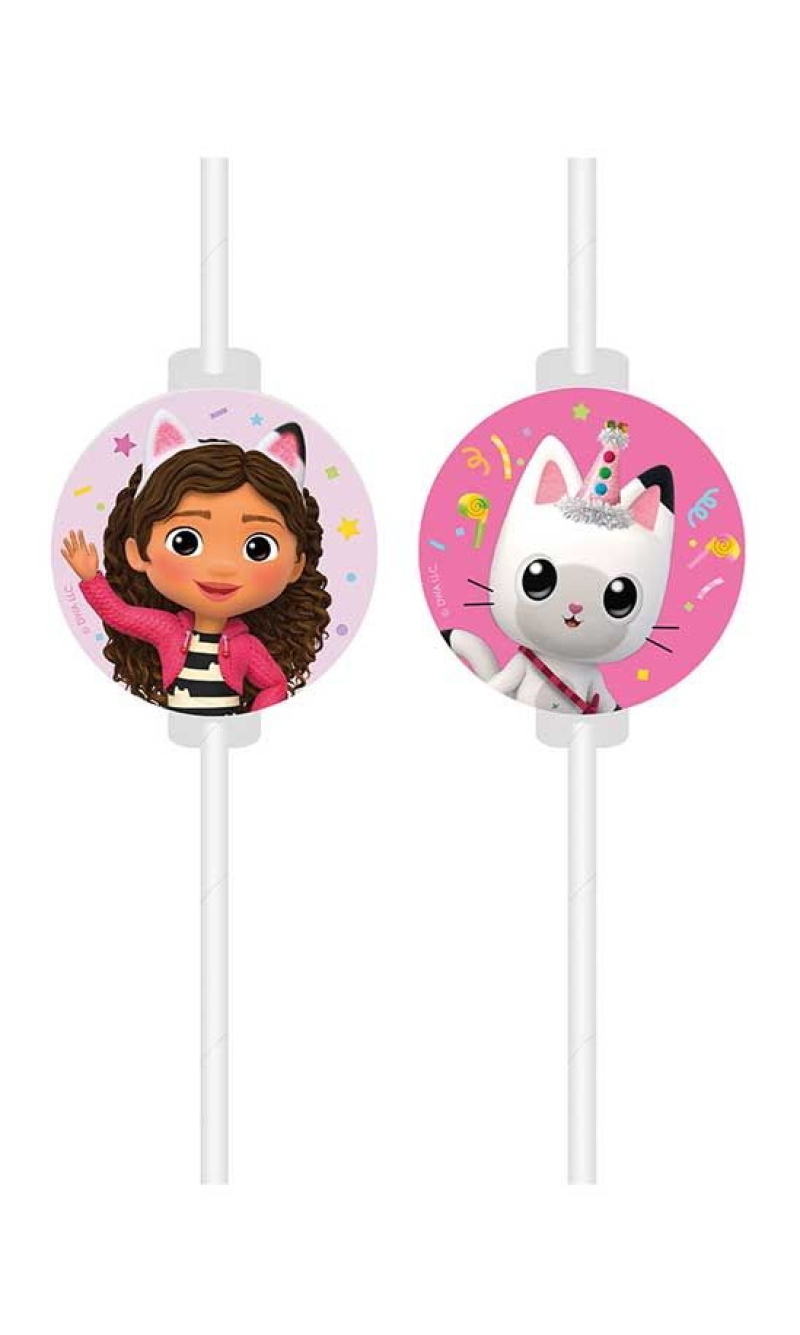 Gabby's Dollhouse Medallion Paper Drinking Straws - 4pk