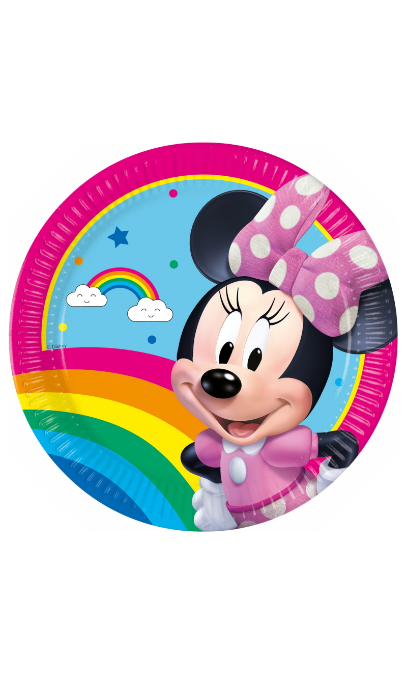 Minnie Rainbow Make Me Smile FSC Paper Plates Medium 20cm - 8pk