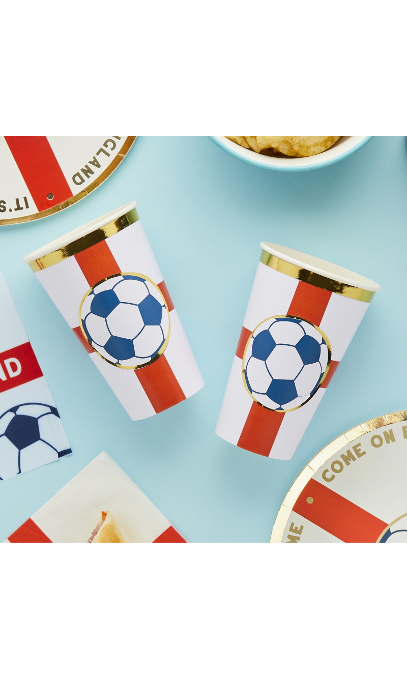 Come On England Football Jumbo Paper Cups - 8pk