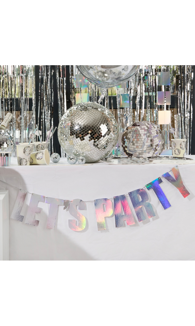 Iridescent Let's Party Banner 2m