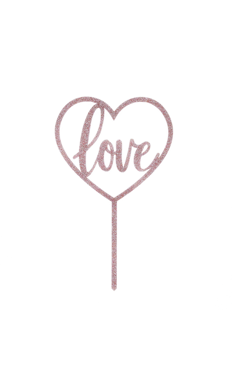 Rose Gold Love Acrylic Cake Topper