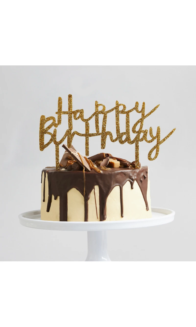 Gold Happy Birthday Acrylic Cake Topper