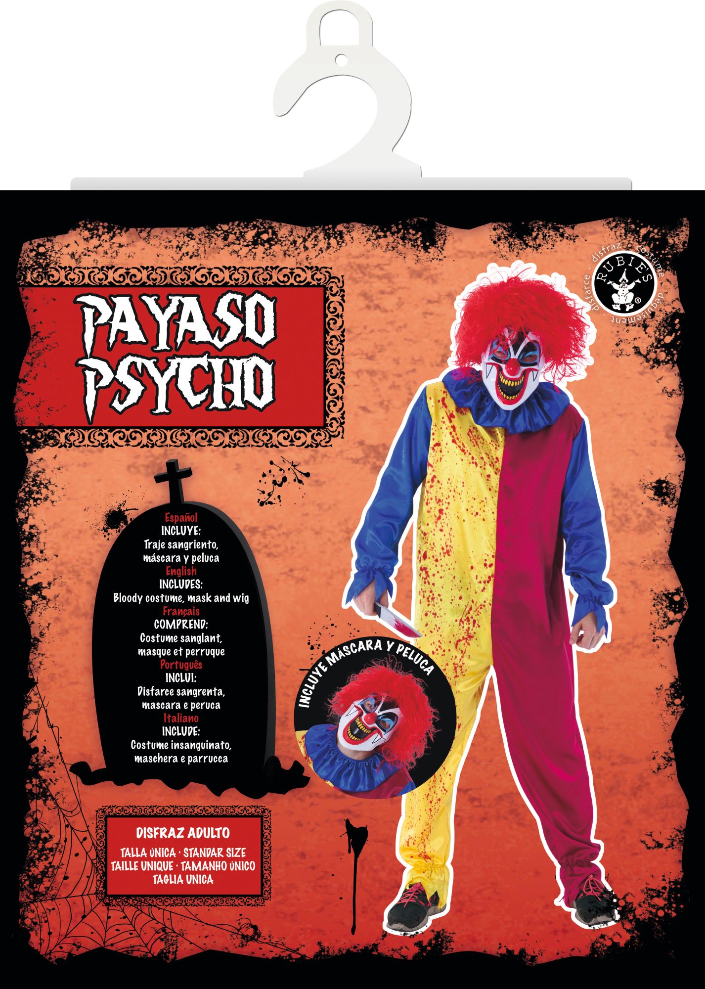 Crazy Psycho Clown Costume - Adult Size STD (M/L)