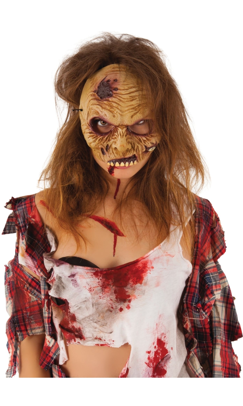 Zombie Half Face Mask - Adult One Size
