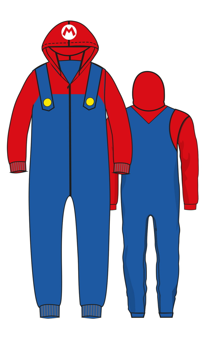Official Licensed Onesie Super Mario Costume - Adult Size Small