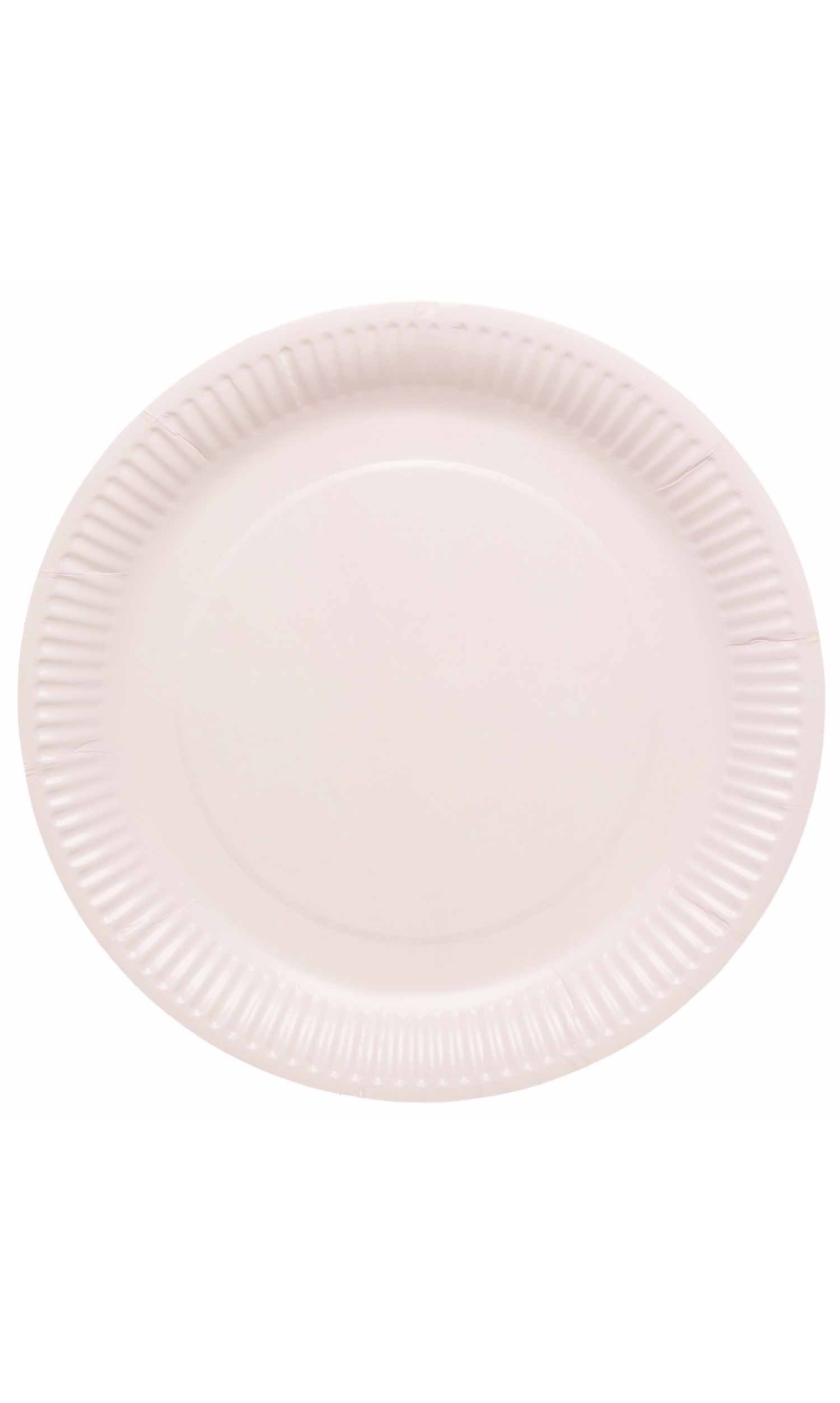 Solid Color Party Paper Plates 23cm Light Pink (Marshmallow) - 8pk