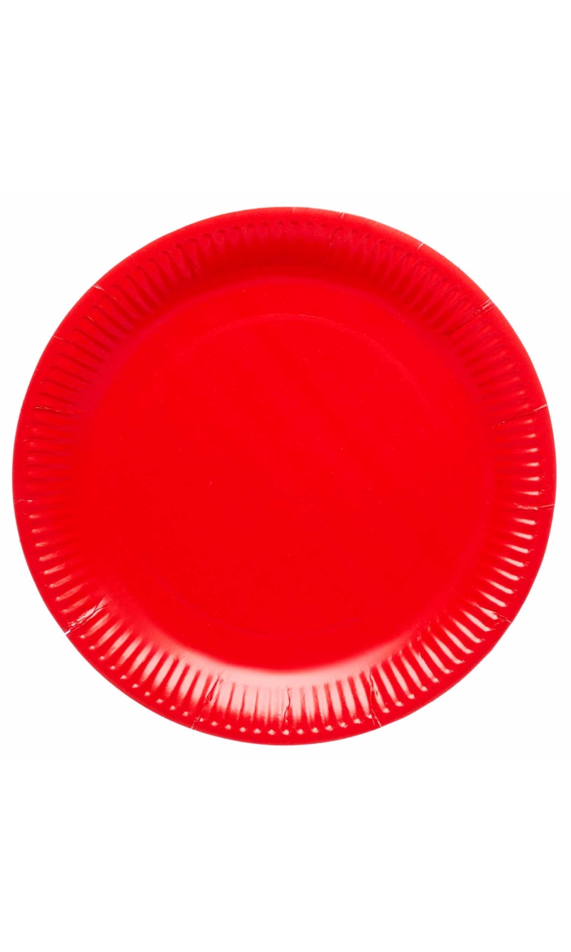 Solid Color Party Paper Plates 23cm Red (Fiesta) - 8pk