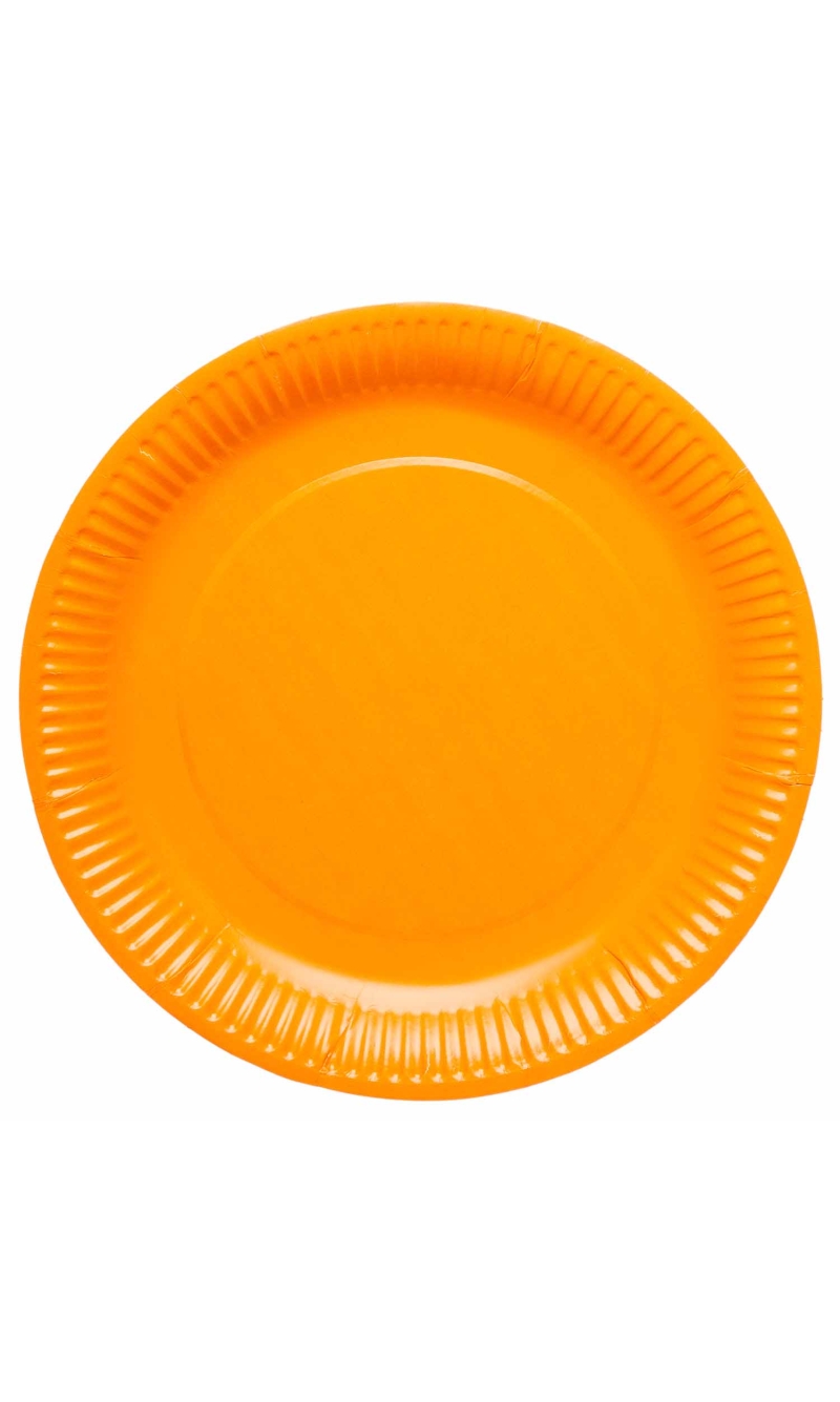 Solid Color Party Paper Plates 23cm Orange (Pumpkin) - 8pk