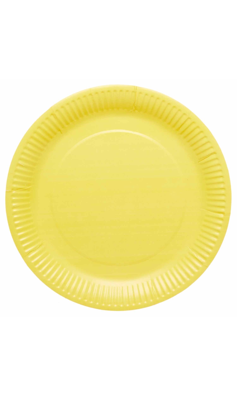 Solid Color Party Paper Plates 23cm Yellow (Buttercup) - 8pk