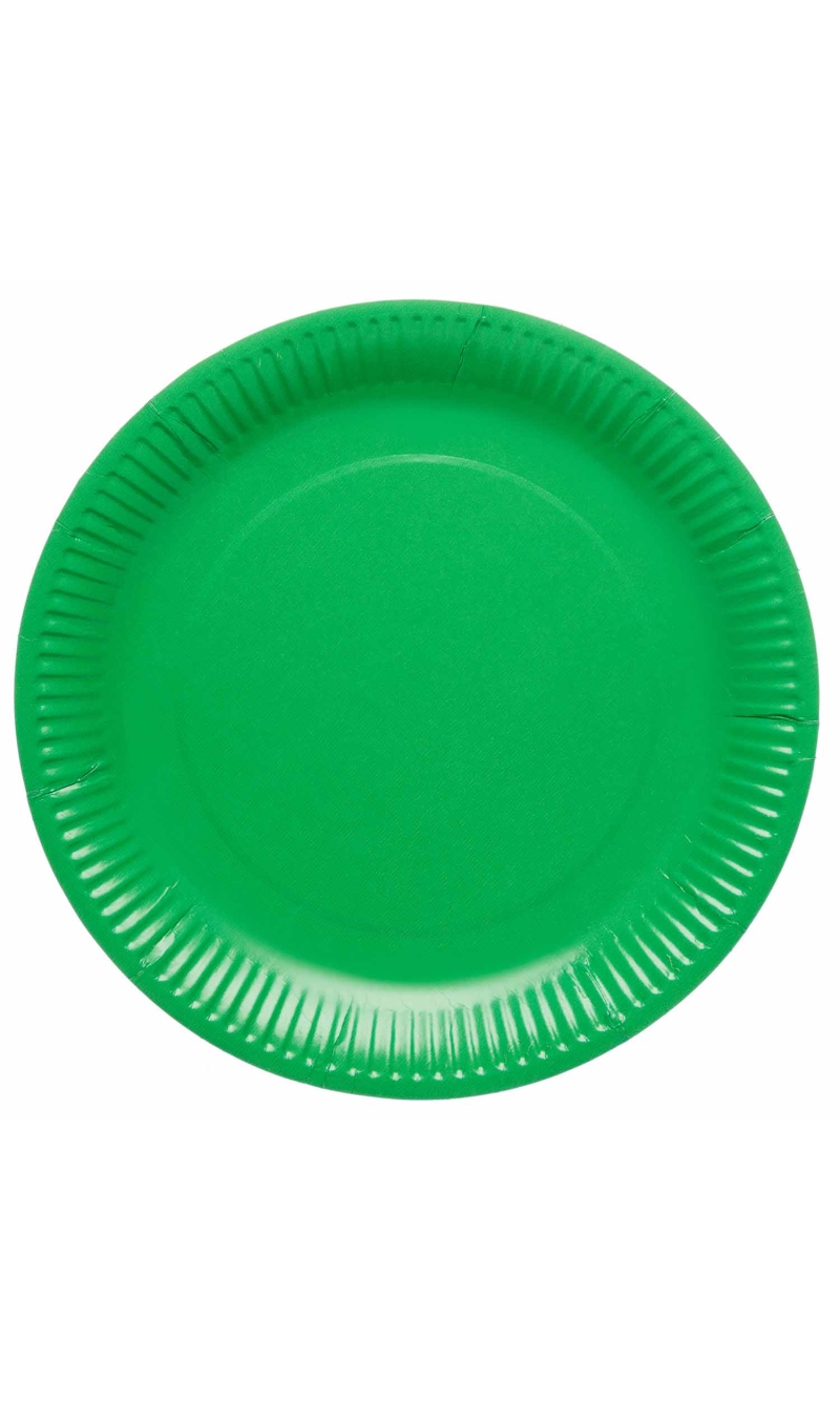 Solid Color Party Paper Plates 23cm Green (Evergreen) - 8pk
