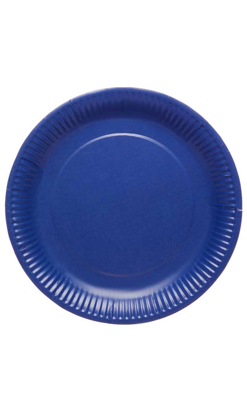 Solid Color Party Paper Plates 23cm Blue (Blueberry) - 8pk