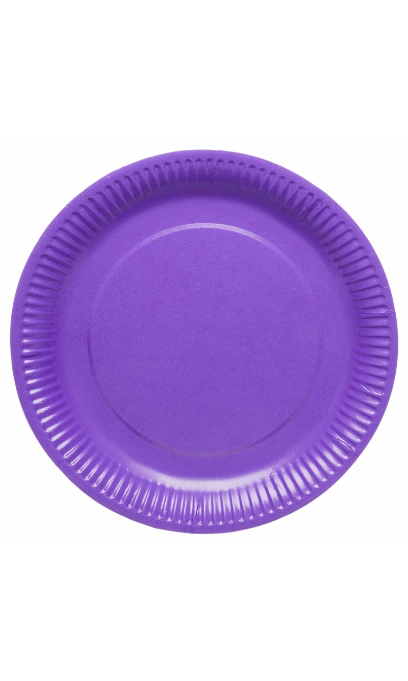 Solid Color Party Paper Plates 23cm Purple (Grape) - 8pk